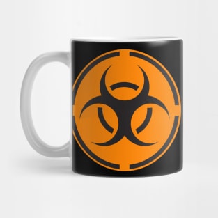 Orange biohazard label Mug